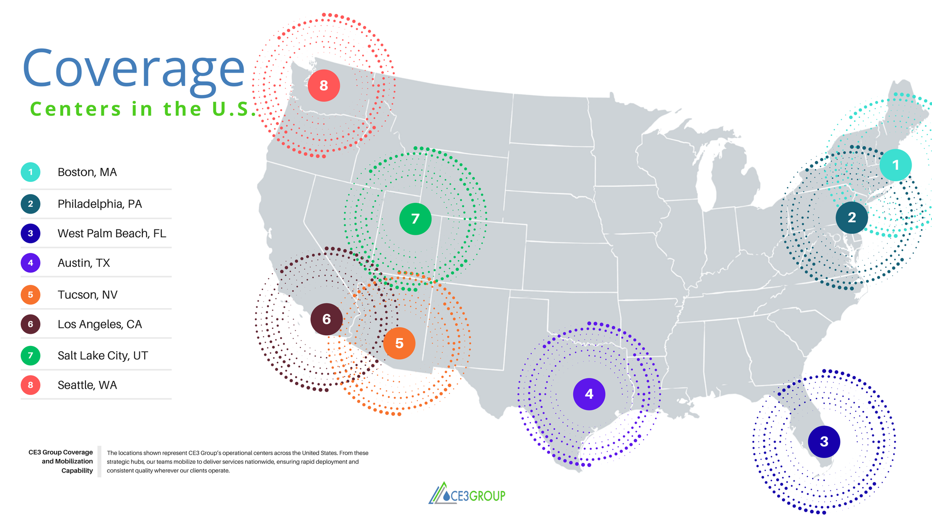 CE3 Group coverage centers in United States